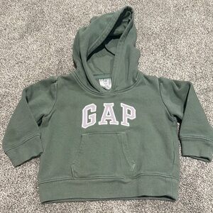 Baby GAP logo green‎ hoodie with bear ears and purple logo writing 18-24 months